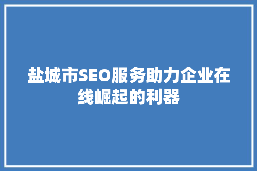 盐城市SEO服务助力企业在线崛起的利器