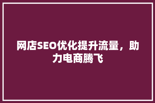 网店SEO优化提升流量，助力电商腾飞