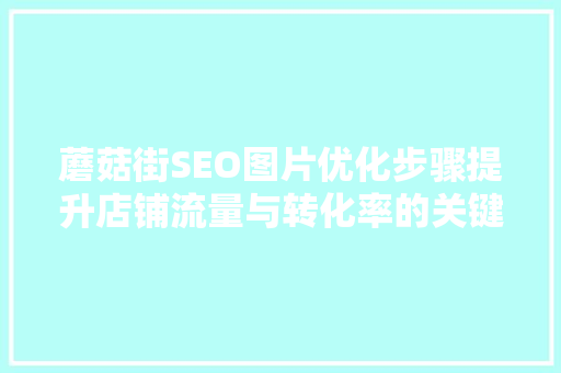 蘑菇街SEO图片优化步骤提升店铺流量与转化率的关键