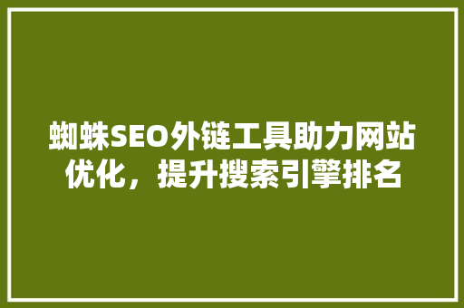 蜘蛛SEO外链工具助力网站优化，提升搜索引擎排名