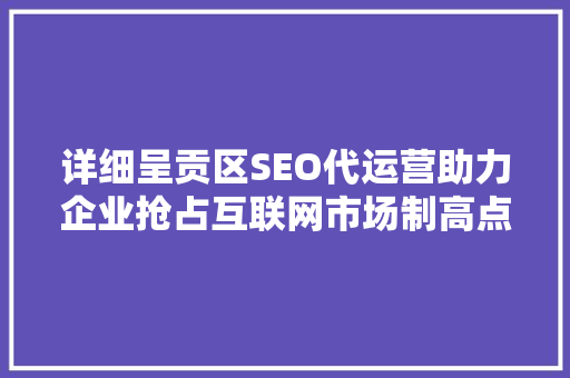 详细呈贡区SEO代运营助力企业抢占互联网市场制高点