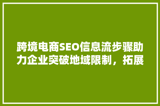 跨境电商SEO信息流步骤助力企业突破地域限制，拓展全球市场