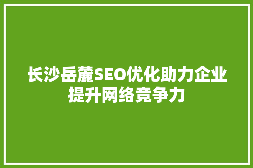长沙岳麓SEO优化助力企业提升网络竞争力