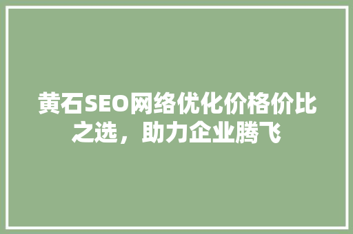黄石SEO网络优化价格价比之选，助力企业腾飞