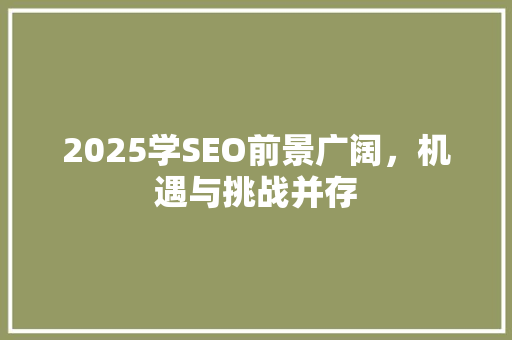 2025学SEO前景广阔，机遇与挑战并存