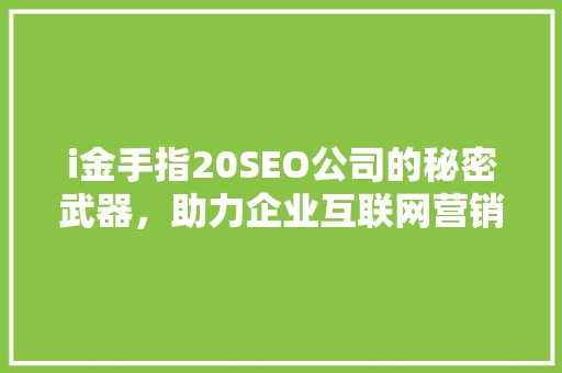 i金手指20SEO公司的秘密武器，助力企业互联网营销腾飞