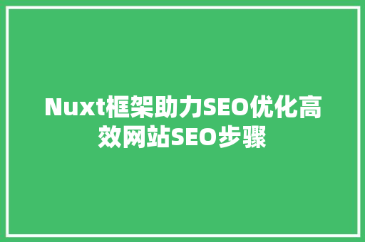 Nuxt框架助力SEO优化高效网站SEO步骤