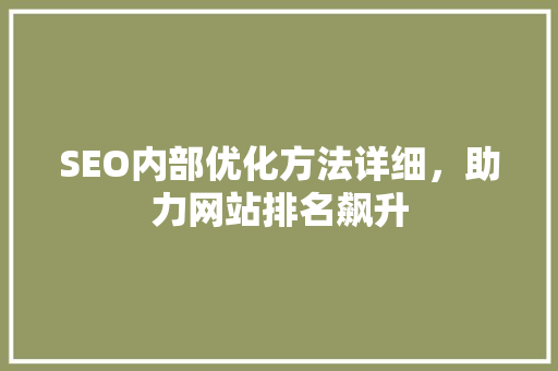 SEO内部优化方法详细，助力网站排名飙升