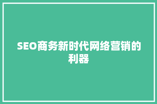 SEO商务新时代网络营销的利器