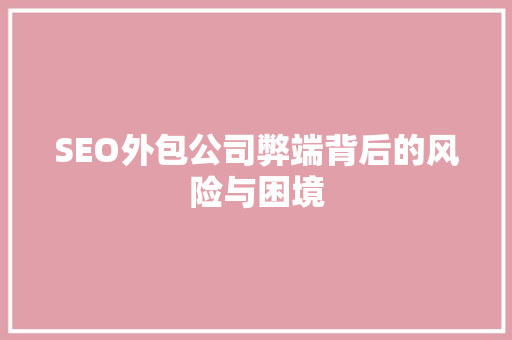 SEO外包公司弊端背后的风险与困境