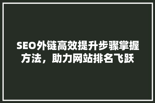SEO外链高效提升步骤掌握方法，助力网站排名飞跃