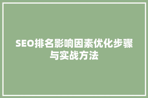 SEO排名影响因素优化步骤与实战方法