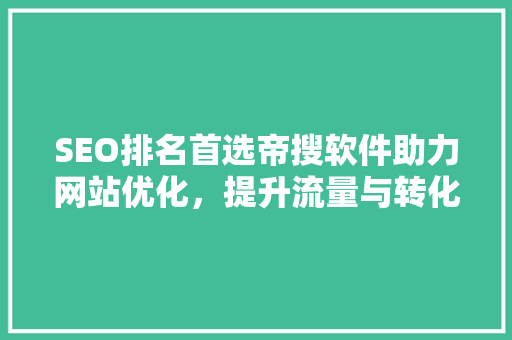 SEO排名首选帝搜软件助力网站优化，提升流量与转化