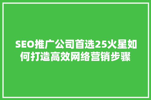 SEO推广公司首选25火星如何打造高效网络营销步骤