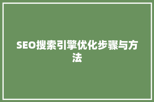 SEO搜索引擎优化步骤与方法