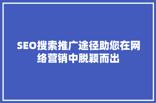 SEO搜索推广途径助您在网络营销中脱颖而出
