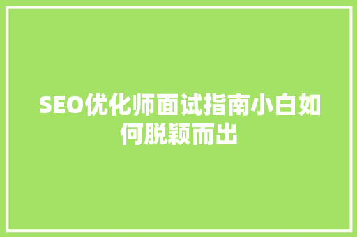 SEO优化师面试指南小白如何脱颖而出