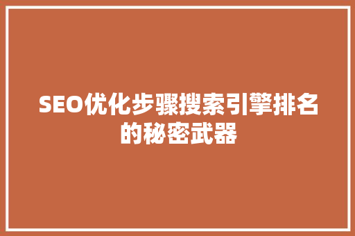 SEO优化步骤搜索引擎排名的秘密武器