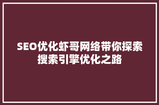 SEO优化虾哥网络带你探索搜索引擎优化之路
