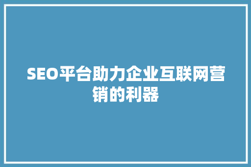 SEO平台助力企业互联网营销的利器