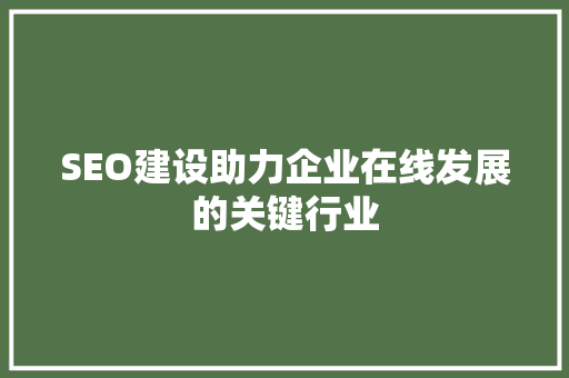 SEO建设助力企业在线发展的关键行业
