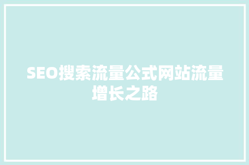 SEO搜索流量公式网站流量增长之路