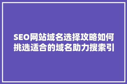 SEO网站域名选择攻略如何挑选适合的域名助力搜索引擎优化