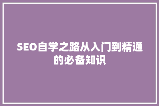 SEO自学之路从入门到精通的必备知识