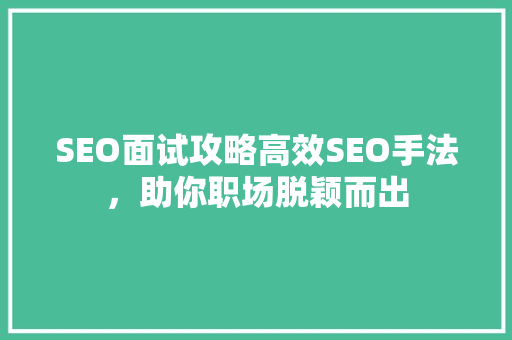 SEO面试攻略高效SEO手法，助你职场脱颖而出