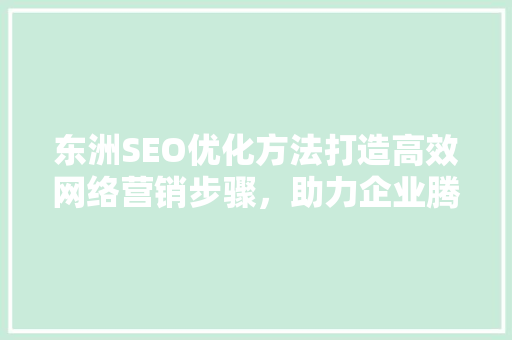 东洲SEO优化方法打造高效网络营销步骤，助力企业腾飞