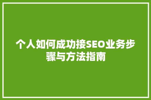 个人如何成功接SEO业务步骤与方法指南