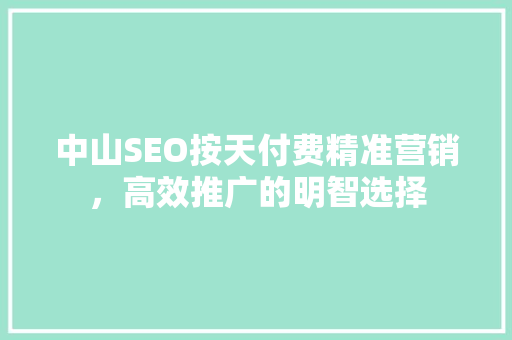 中山SEO按天付费精准营销，高效推广的明智选择