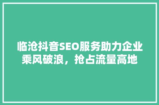 临沧抖音SEO服务助力企业乘风破浪，抢占流量高地