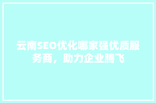 云南SEO优化哪家强优质服务商，助力企业腾飞