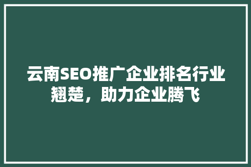 云南SEO推广企业排名行业翘楚，助力企业腾飞