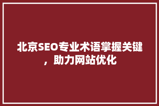 北京SEO专业术语掌握关键，助力网站优化