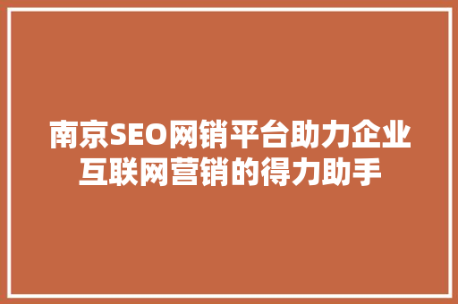 南京SEO网销平台助力企业互联网营销的得力助手