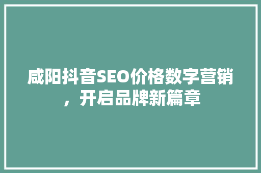 咸阳抖音SEO价格数字营销，开启品牌新篇章