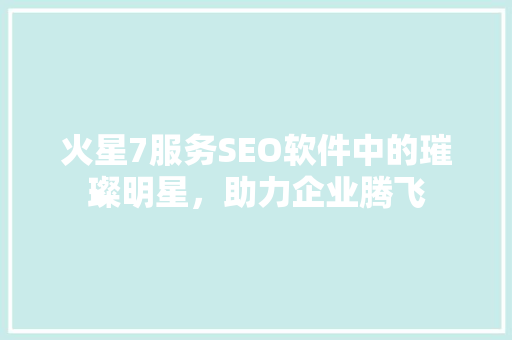火星7服务SEO软件中的璀璨明星，助力企业腾飞