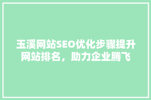 玉溪网站SEO优化步骤提升网站排名，助力企业腾飞