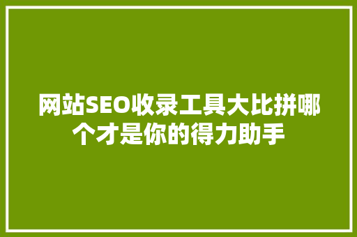 网站SEO收录工具大比拼哪个才是你的得力助手