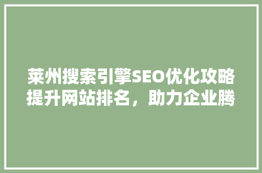 莱州搜索引擎SEO优化攻略提升网站排名，助力企业腾飞