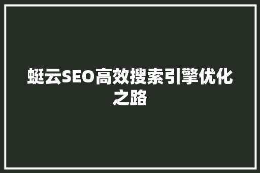 蜓云SEO高效搜索引擎优化之路  第1张