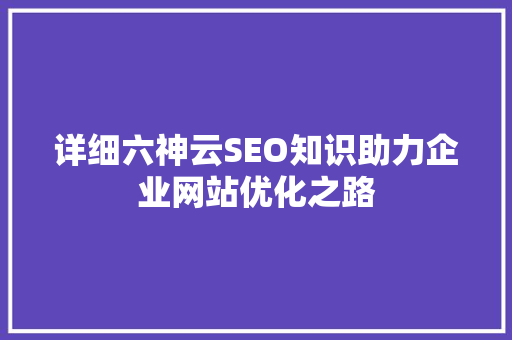 详细六神云SEO知识助力企业网站优化之路