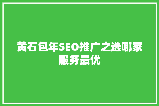 黄石包年SEO推广之选哪家服务最优