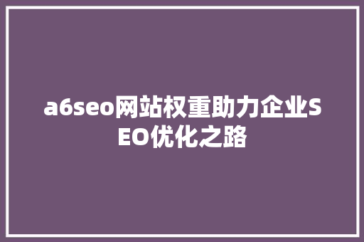 a6seo网站权重助力企业SEO优化之路