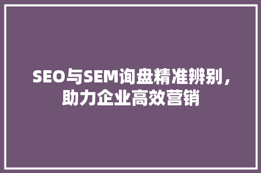 SEO与SEM询盘精准辨别，助力企业高效营销