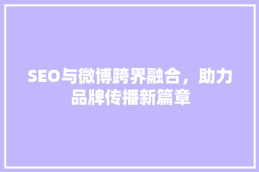 SEO与微博跨界融合，助力品牌传播新篇章