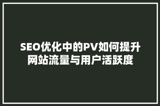 SEO优化中的PV如何提升网站流量与用户活跃度