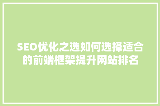 SEO优化之选如何选择适合的前端框架提升网站排名